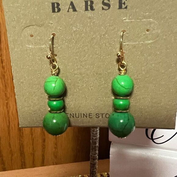 NWT Barse Green Magnesite Beaded Earrings #BJER - Picture 3 of 5